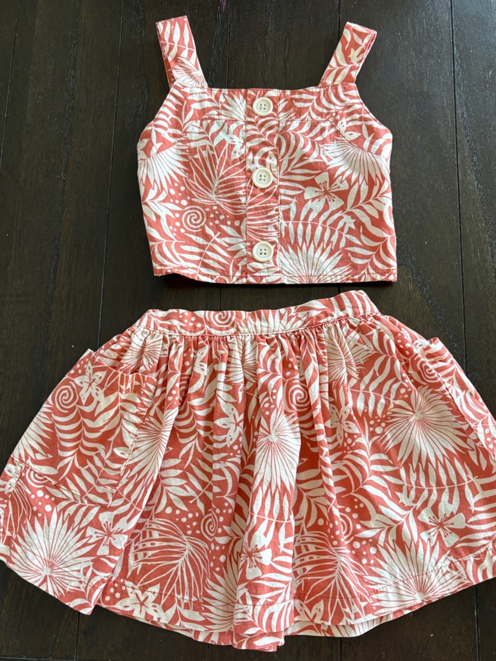 Disney Princess Coral and White Tropical Two-Piece Skirt Set